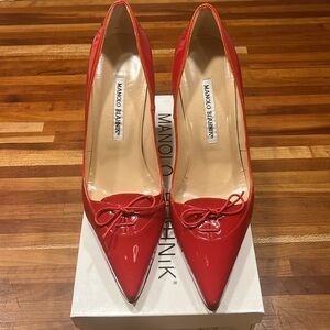 Manolo Blahnik Kirby Patent Red Pump size 8.5